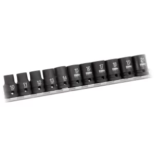 KWT-124-05 1/2" 11pc Short Impact Socket Set (On Socket Rail)