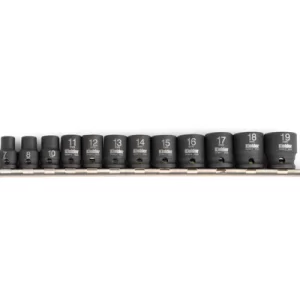 KWT-384 3/8" 12pc Short Impact Socket Set (On Socket Rail)